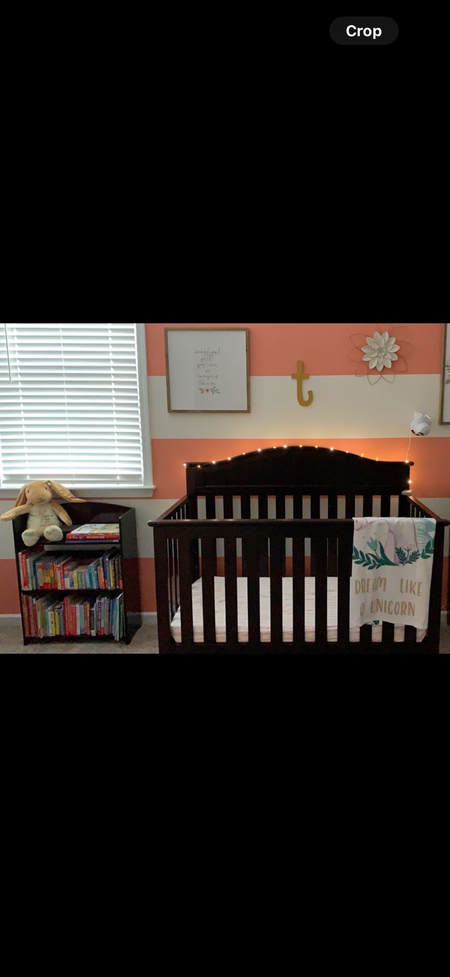Nursery-Crib+Changing Table+ Toddler Rail+ Bookshelf