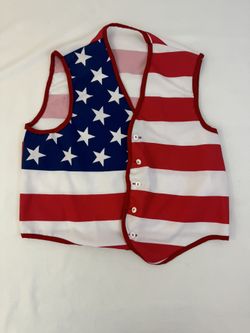 Vintage made in USA American Flag Vest 4th of July Patriotic Adult Large? Measurements included