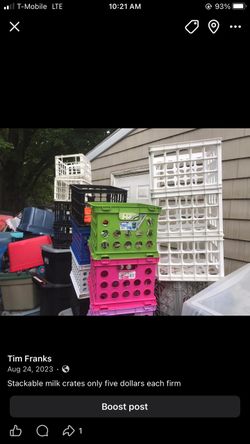 Nice milk crates only five hours each