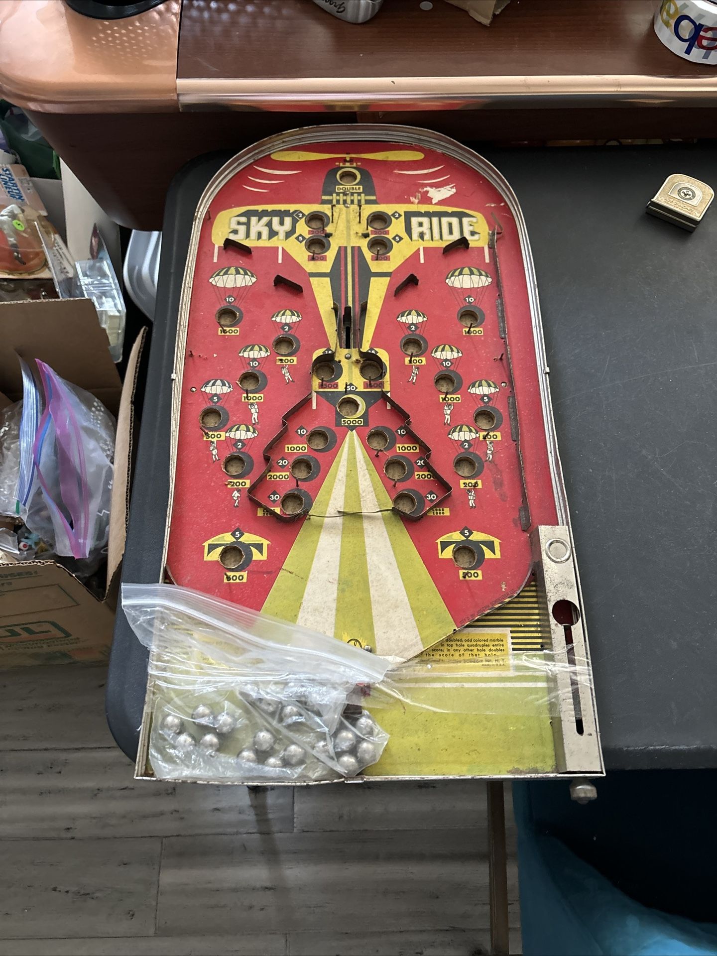 VINTAGE SKY RIDE PINBALL TABLE TOP MACHINE 1950s WORKING