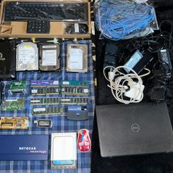 Computer Ssd Ram Computer Parts Mouse’s Wireless Keyboards Routers Netgear 16 Ports Switch Hard drives Ethernet Cables All Sizes Chargers And Cables 