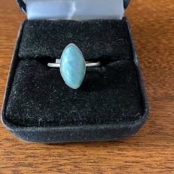 Marquise Shaped Larimar & Sterling ring Size 7 3/4