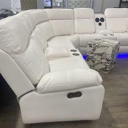 White Sectional Recliner 