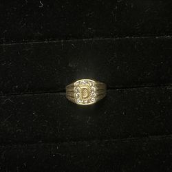 14k Gold Diamond D Ring