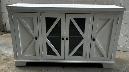 Farmhouse Wood media Cabinet with Glass Doors