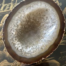 Agage Stone slice natural beauty with brown and white oval ashtray key dish your choice