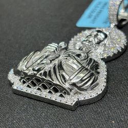 NEW Jesus Christ Top Half Torso Pendant Moissanite SS 4.09ct VS, D Color