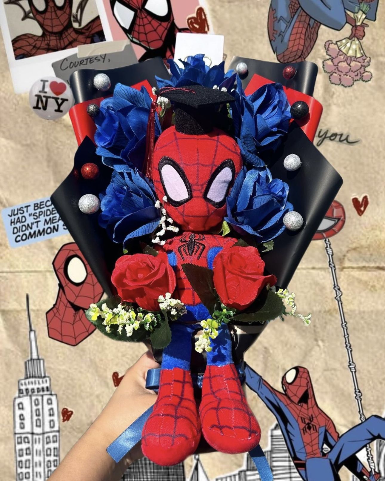 Spider-Man Graduation Plush Bouquet π·οΈπ€π