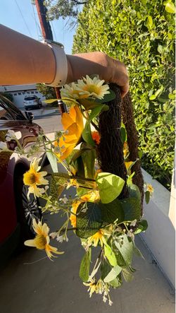 Wreath of Roses and Yellow Flowers
