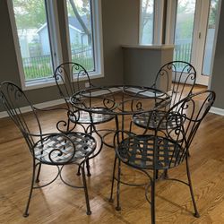 Metal Table Base And Four Chairs