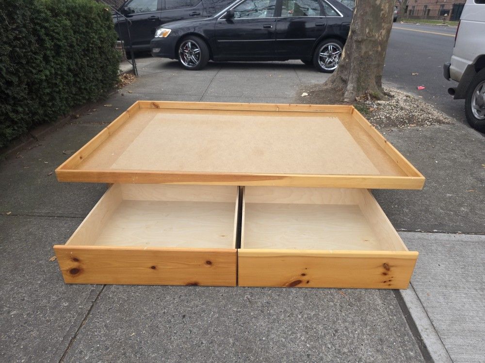 Full Size Wood Bed Frame With storage Like New