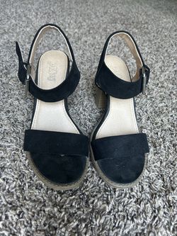 Black ankle strap heels