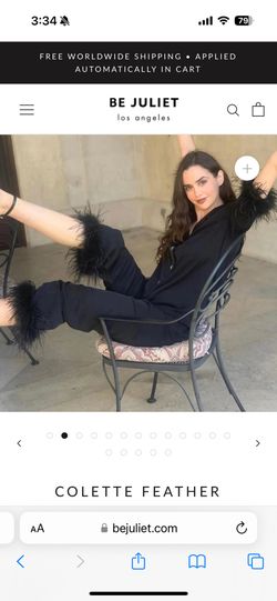 Black Feather Pajama Set - Size Medium - BRAND NEW