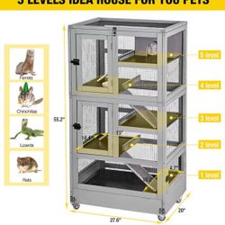 ✌️ Aivituvin-AIR38-1 5-Levels Wooden Chinchilla Ferret Cage | Chew-Resistant Habitat