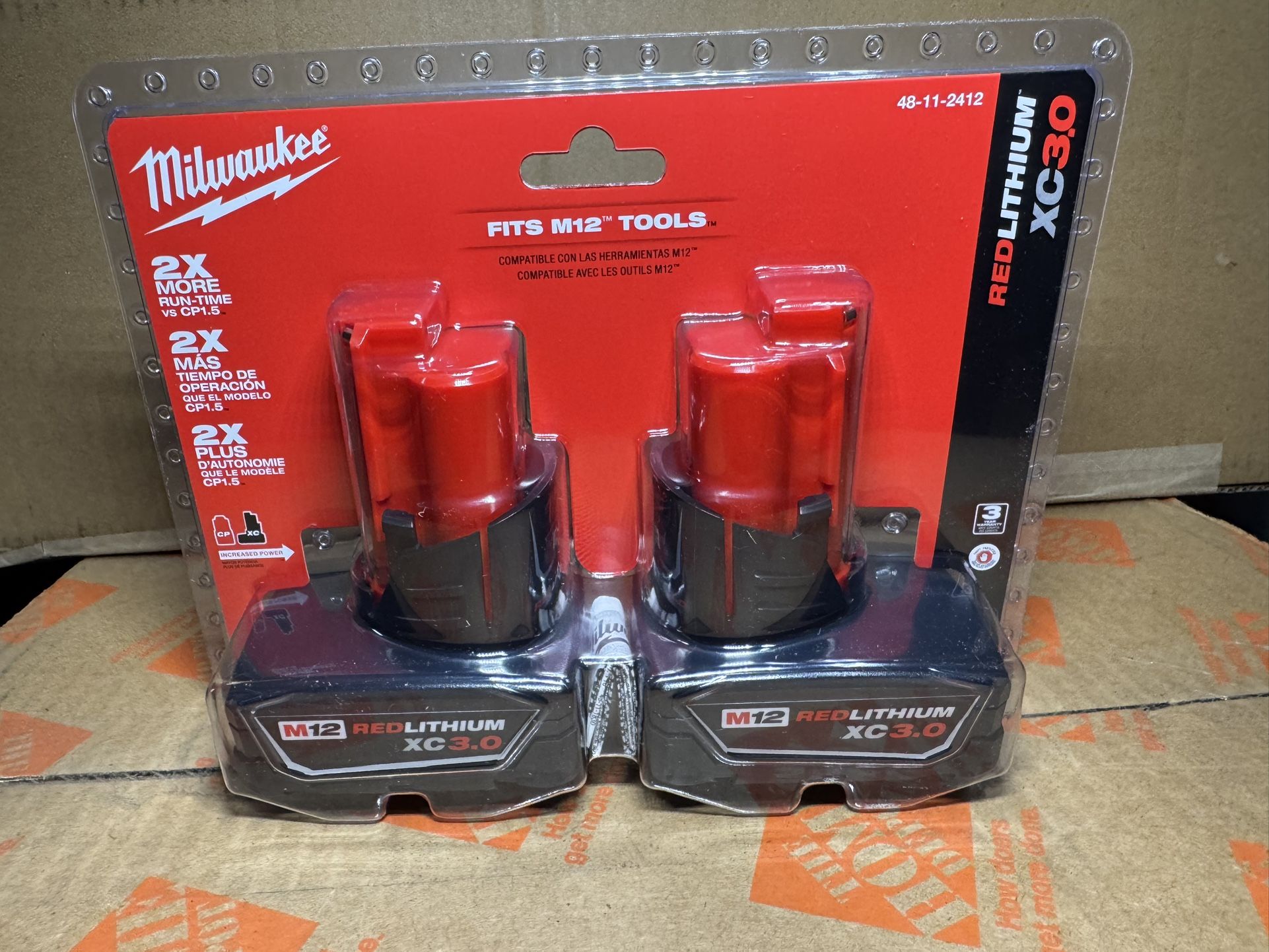 New Milwaukee M12 XC3.0 Batteries 2pk