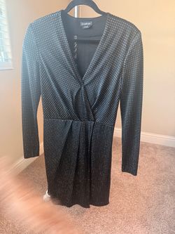 Bebe Black Studded Long Sleeve Mini Dress