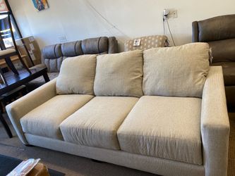 NEW COZY DEEP BEIGE FABRIC SOFA