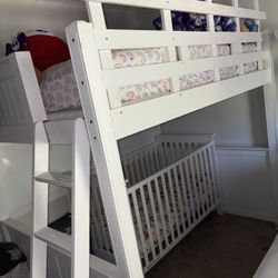 Toddler Loft Bed With Ladder.. Baby Crib Under