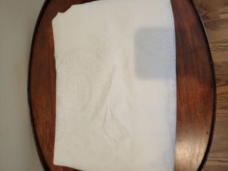Large white tablecloth 112X66"  light spots