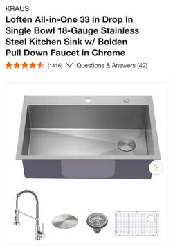 Kitchen sink with faucet.
