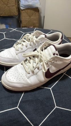 Nike Dunk Low White Burgundy Sneakers