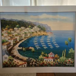 Framed Coastal Painting of Catalina
