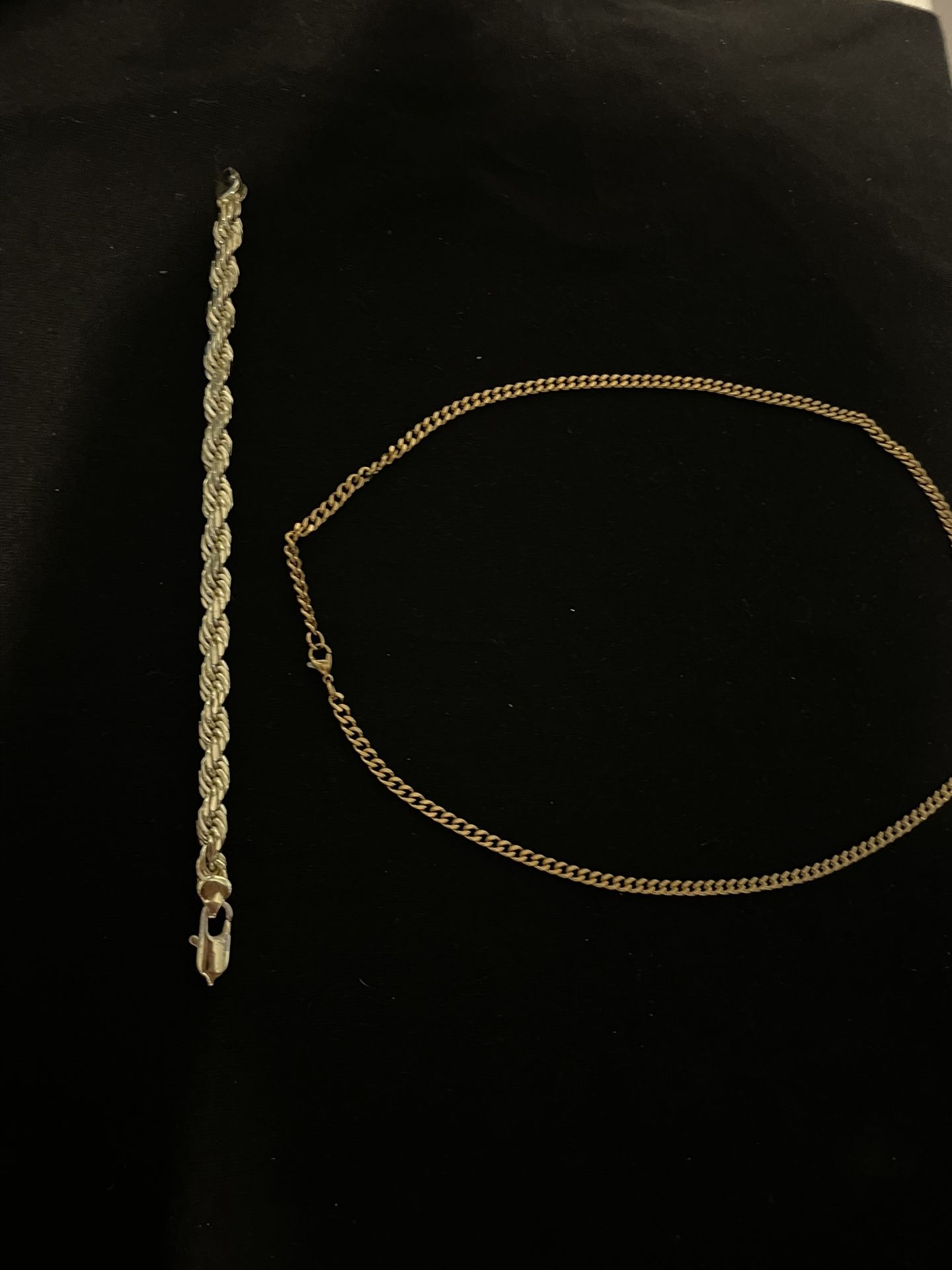 Gold Plated 14k Rope 8 Mm Bracelet Stamp Stainless Steel 22 Inch Chain