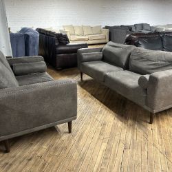 Delivery available gray sofa loveseat couch set
