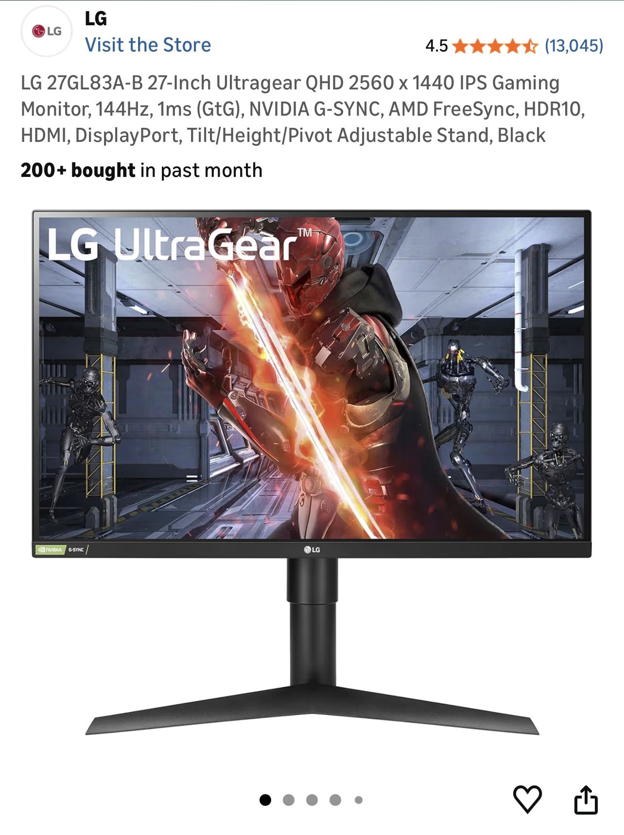 27” 1440p LG Ultragear Monitor 1440p IPS