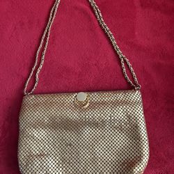 VINTAGE GOLD METAL MESH PURSE SHOULDER BAG 