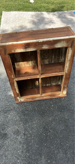 Rustic Wood Cubby Shelf Unit