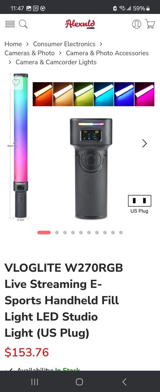 Vloglite Model W270RGB w/stand - New In Box