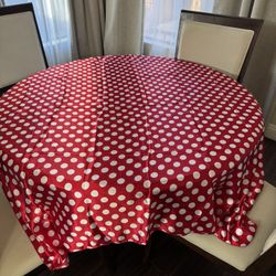 Red And White Table Overlay  