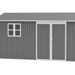Open Box Complete In Box Outdoor Storage Shed 12x10 ft Waterproof Metal Shed W/ Floor