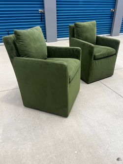 (Set of 2) Green Velvet Arm chairs. $279