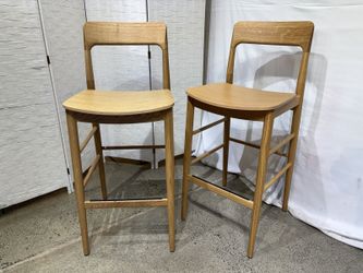 Made in Italy Natural Finish Modern Wooden Bar Stools (Set of 2)