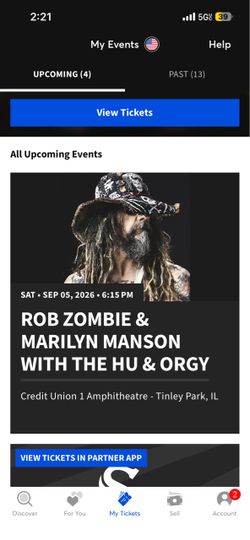Free ticket for Rob Zombie/ Marlyn Manson show tonight