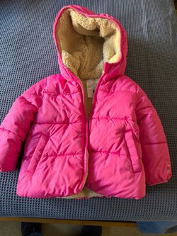 Girls Pink Puffer Jacket with Sherpa Lining