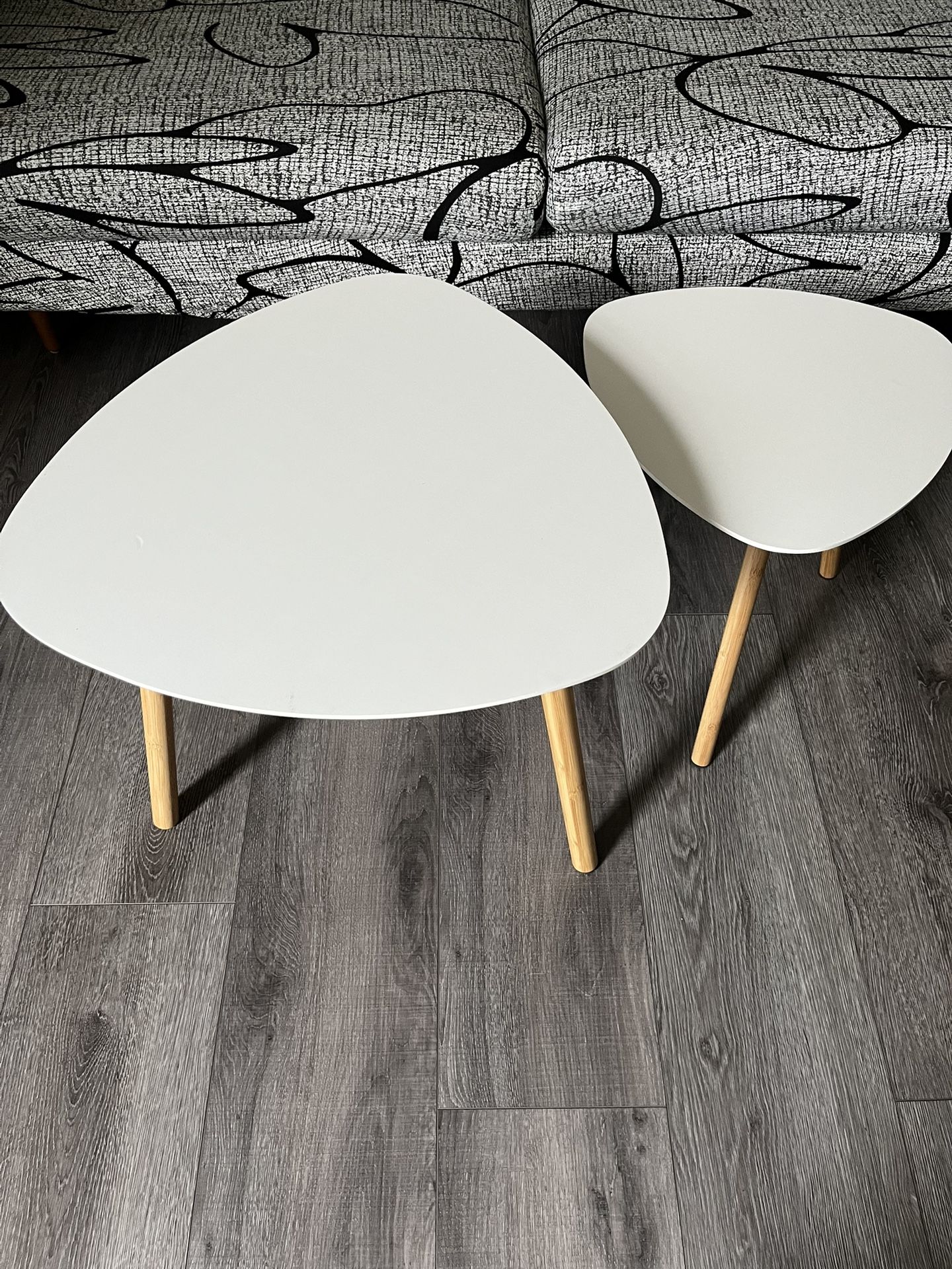 Two Small Coffee Tables ( The large table measures 21’ wide x 18’ high, the small table measures 26’ wide x 16’ high.)