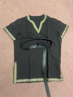 New xl black renaissance tunic Piriate medieval shirt costume belt viking outfit