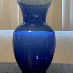 Cobalt Blue Glass Vase Elegant Flared Rim