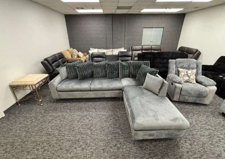 Brand New Grey L Shape Sectional Sofa with Pillows | Pay After Delivery π