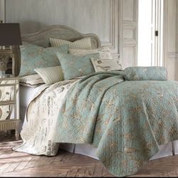 Levtex Lyon Teal Full/Queen Cotton Quilt Set