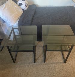 Black Modern Glass Nightstand/Coffee Table