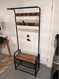 Industrial Hall Tree Entryway Bench