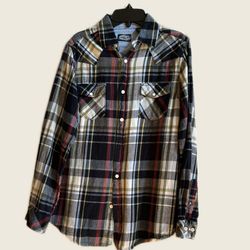 First Wave Multicolor Plaid Flannel Shirt – Size 16 – Like New