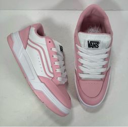 Vans Hylane Pink White Leather Lace Up Skate Shoe Sneakers Women Size 8.5