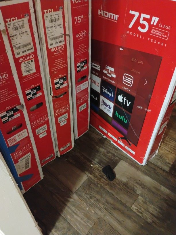 75 Inch TCL Roku 4k Smart TVs