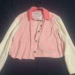 Pink Color-Block Corduroy Jacket for Girls