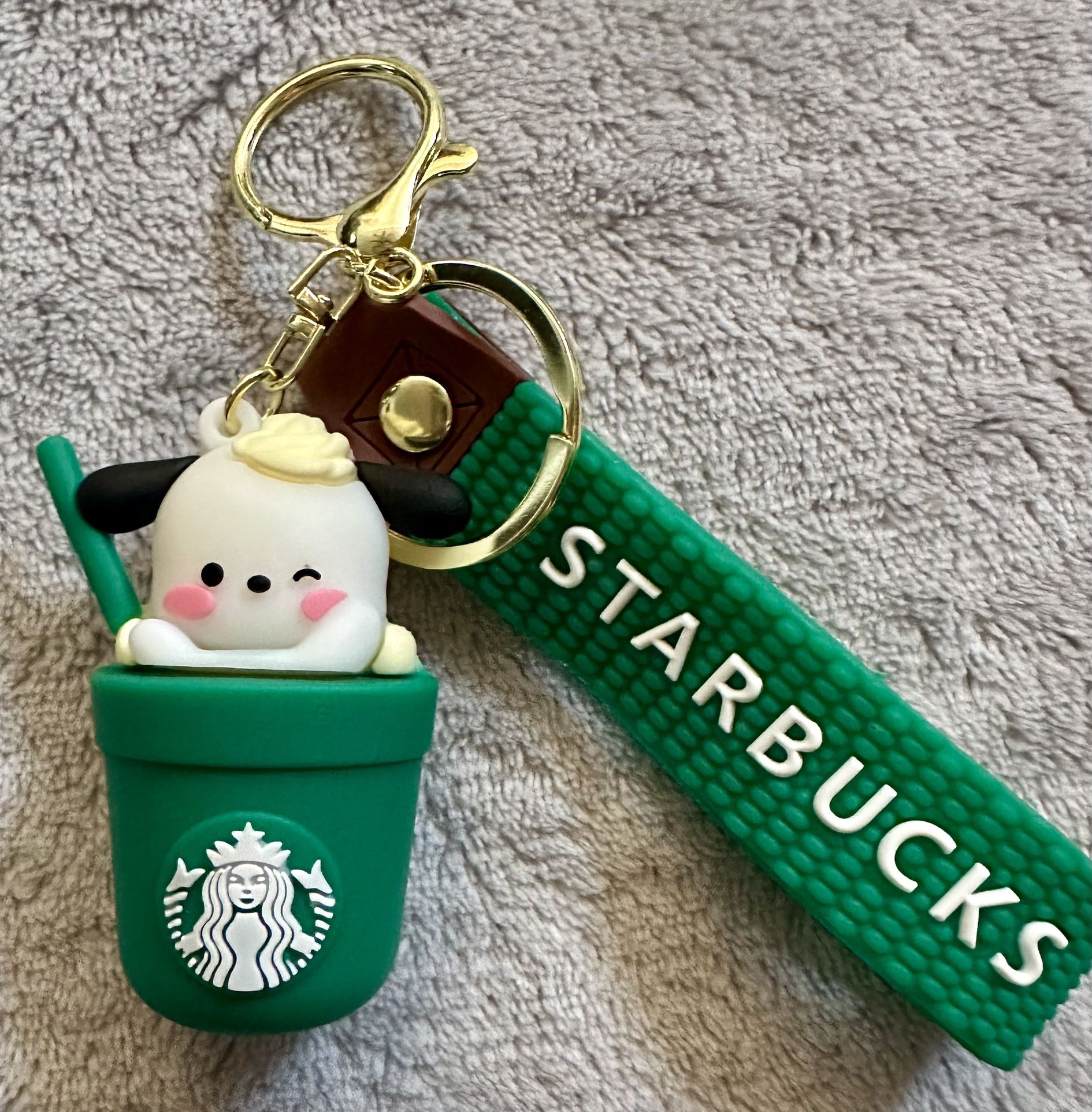 NEW- Green- Sanrio Pochacco / Starbucks Coffee Pendant/Keychain. SUPER CUTE FOR STAR’B LOVERS!